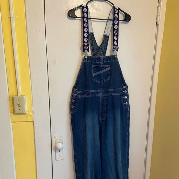 Vintage FUBU “The Collection” Denim Overalls XL/L – 90s Y2K Streetwear - Picture 1 of 11